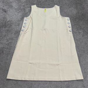 Betabrand Admiral Button Shift Dress Womens XL Ivory Sleeveless Pockets NWT